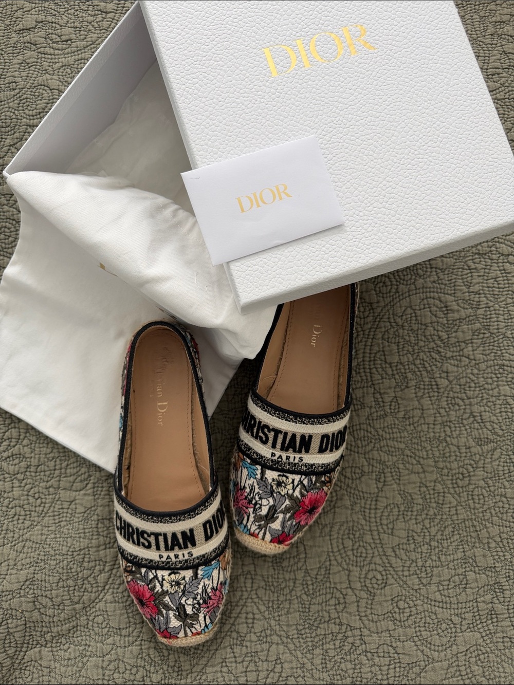 Dior Women's Floral Embroidered Espadrilles in Multicolor Size 39 / 9 US - Picture 8 of 8